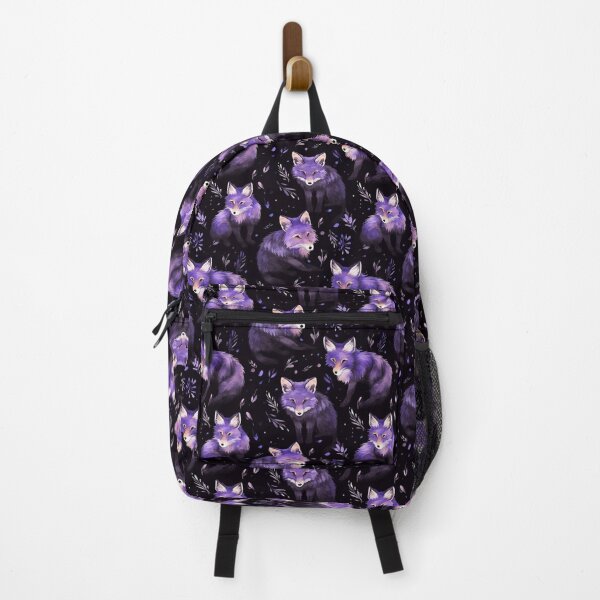 Item preview, Purple Watercolor Foxes On Black Background designed and sold by MatterToEnergy.