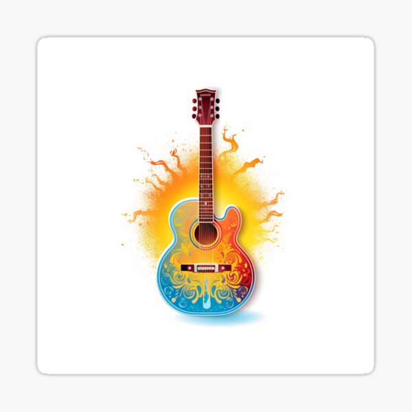 Groovy Melodies - Artistic Guitar Design Sticker