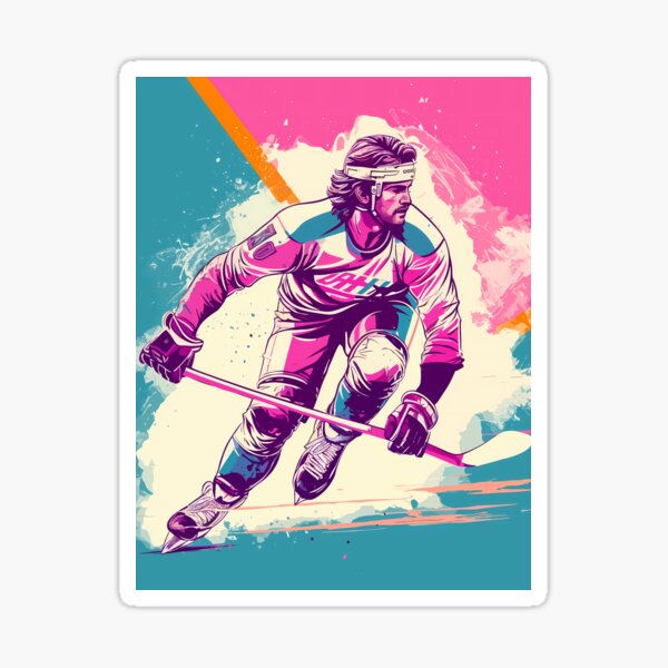 Joueur de hockey rétro Sticker