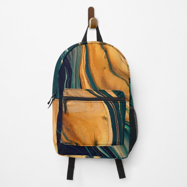 Item preview, Dark emerald green and gold abstract pattern, marble liquid art designed and sold by patterncrow.