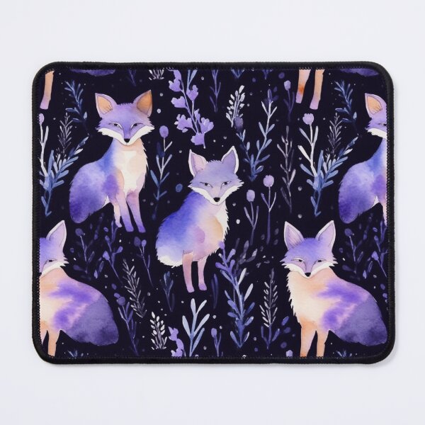 Item preview, Purple Watercolor Foxes On Black Background designed and sold by MatterToEnergy.