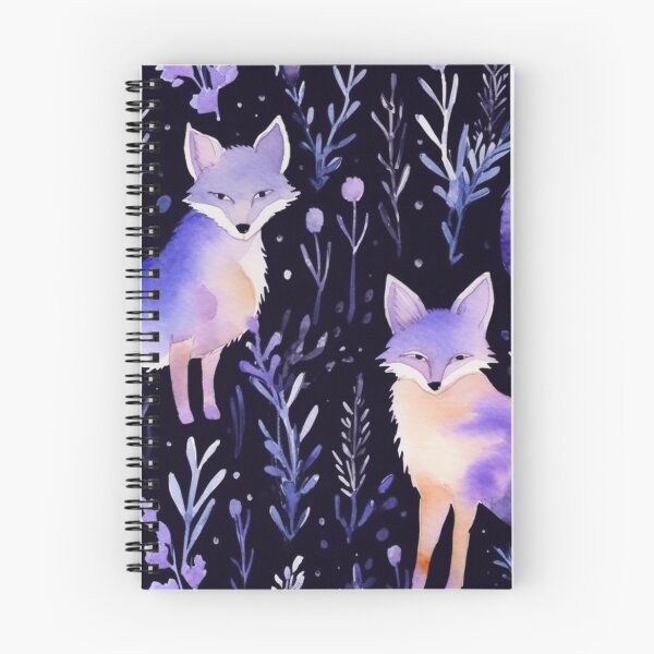Item preview, Purple Watercolor Foxes On Black Background designed and sold by MatterToEnergy.