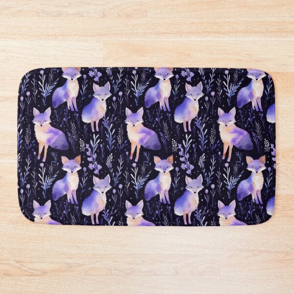 Item preview, Purple Watercolor Foxes On Black Background designed and sold by MatterToEnergy.