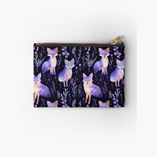 Item preview, Purple Watercolor Foxes On Black Background designed and sold by MatterToEnergy.