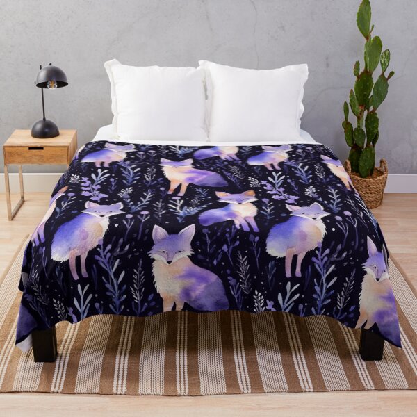 Item preview, Purple Watercolor Foxes On Black Background designed and sold by MatterToEnergy.