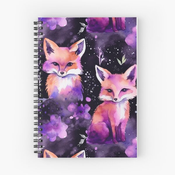 Item preview, Purple Watercolor Foxes On Black Background designed and sold by MatterToEnergy.
