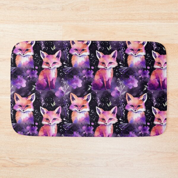 Item preview, Purple Watercolor Foxes On Black Background designed and sold by MatterToEnergy.