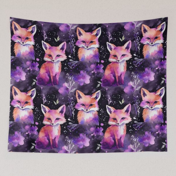 Item preview, Purple Watercolor Foxes On Black Background designed and sold by MatterToEnergy.