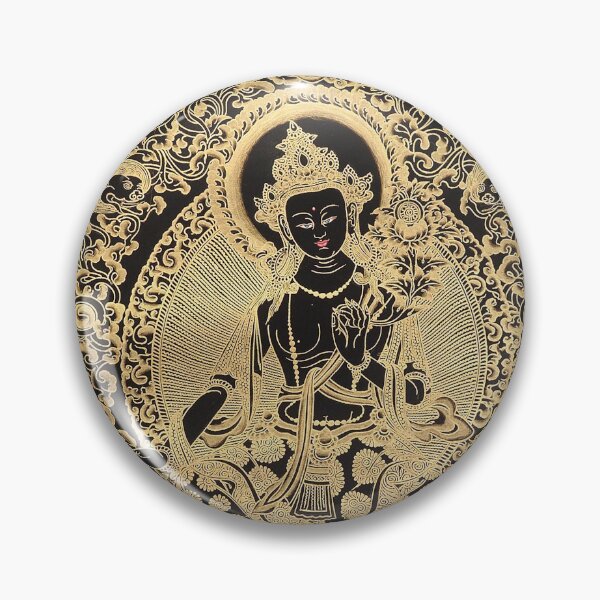Item preview, Mandala 178 Green Tara Gold Black Thangka designed and sold by GuyBlank.