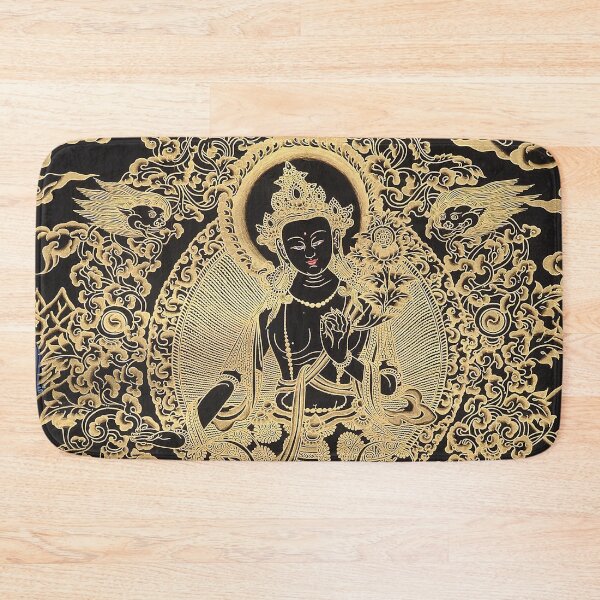 Item preview, Mandala 178 Green Tara Gold Black Thangka designed and sold by GuyBlank.