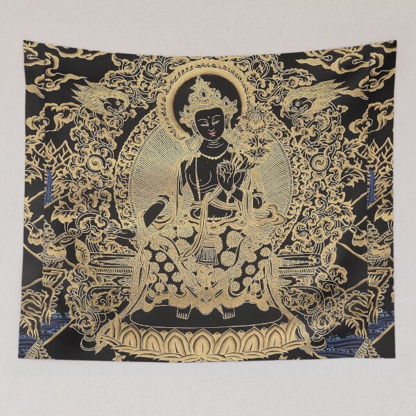 Item preview, Mandala 178 Green Tara Gold Black Thangka designed and sold by GuyBlank.