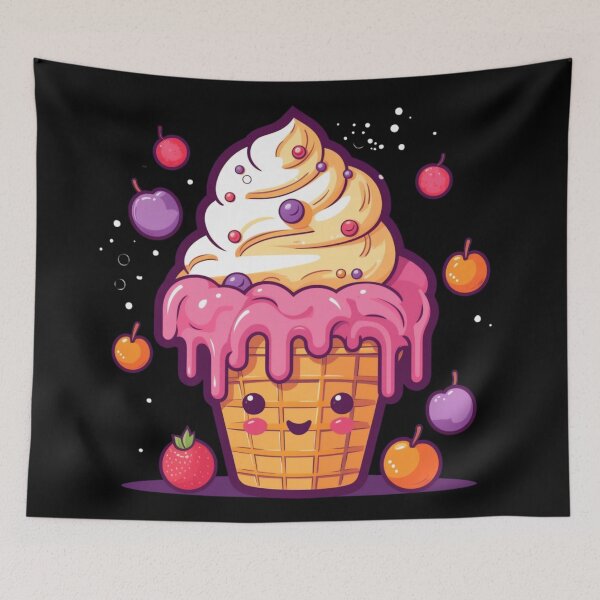 Aperçu de l'œuvre Cute KawaiiMadness Kawaii Ice Cream Cone créée et vendue par KawaiiMadness7.