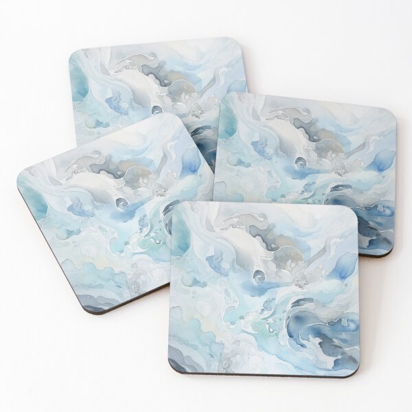 Item preview, Blue Waves and Splashes of Ocean or Sea Water Abstract Watercolor Illustration designed and sold by MeowcuryRising.
