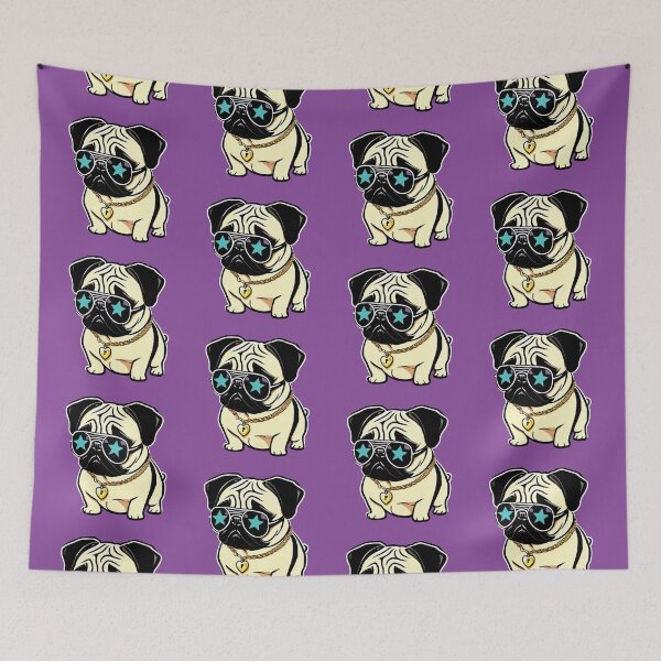 Item preview, Cool pug dog design - A painted illustration of a cute, little pug dog with sunglasses and a gold chain. designed and sold by ArtfulOctopus.