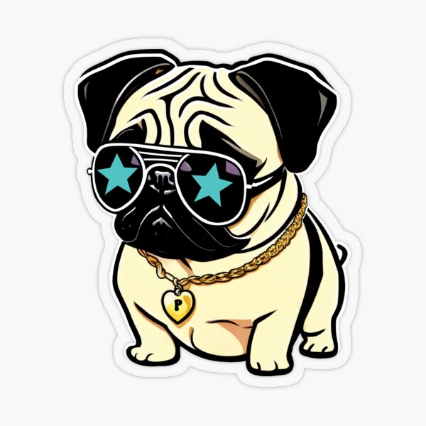 Pug with sunglasses and cigar - Dog - Sticker