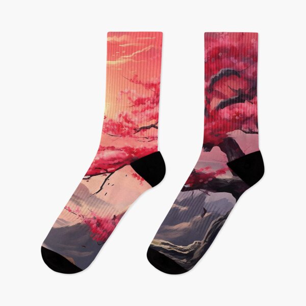 Item preview, Japanese cherry blossom - mountainside sunset designed and sold by SweetWhiskers.