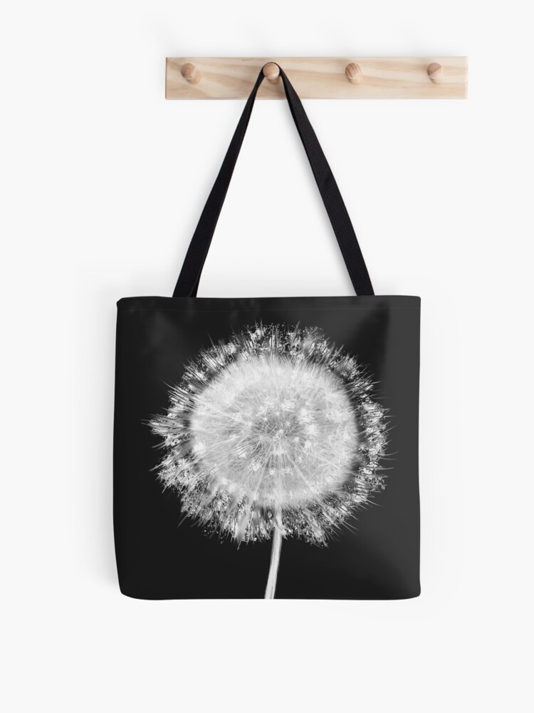 Aesthetic Dandelions Black Tote Bag with Zipper