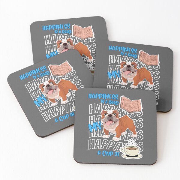Item preview, Happiness Is Bulldogs Books Coffee Cute Bulldog Dog Lover designed and sold by egonline.