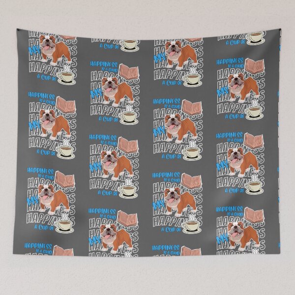 Item preview, Happiness Is Bulldogs Books Coffee Cute Bulldog Dog Lover designed and sold by egonline.