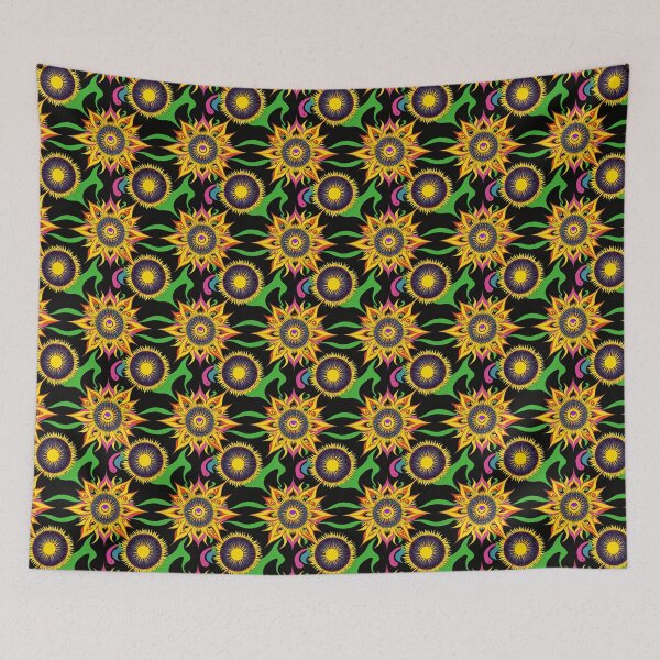 Item preview, Vibrant DMT Trippy Sun Pattern on Black Background designed and sold by Aaron2610.