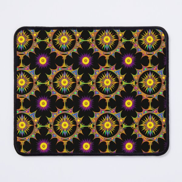 Item preview, Vibrant DMT Trippy Sun and Circles Pattern on Black Background designed and sold by Aaron2610.