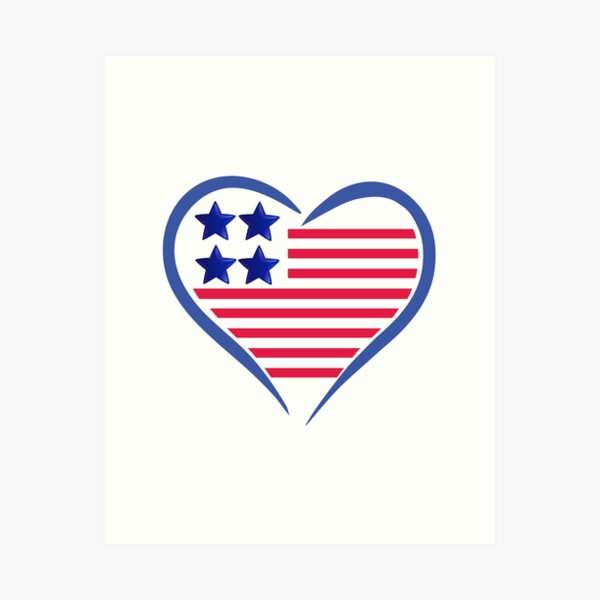 The flag of America in the shape of a heart Art Print