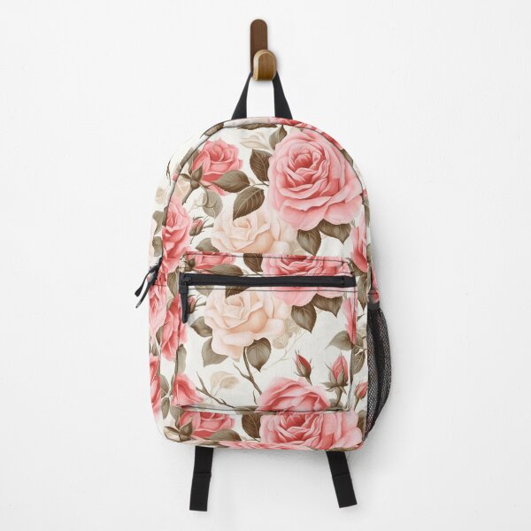 Item preview, Pink flowers pattern on beige background, vintage designed and sold by Arti_choke.