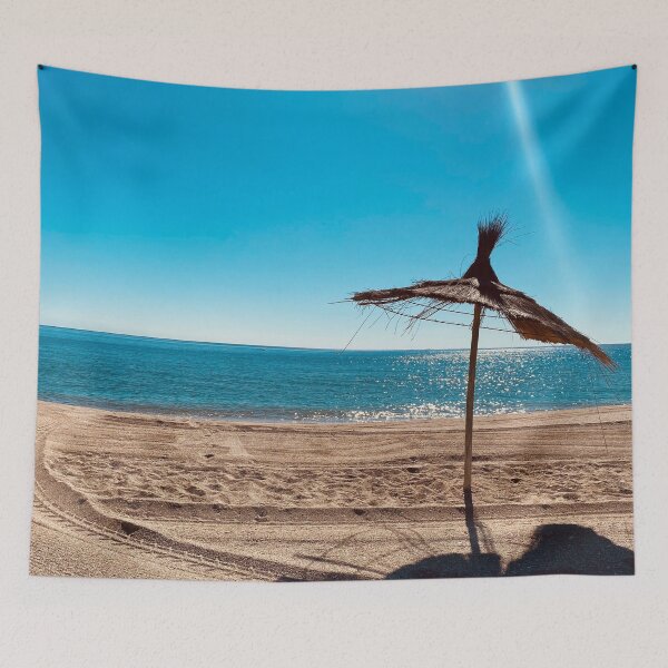 Item preview, Beach umbrella under the sunlights reflection on blue water  designed and sold by Donutlovers.