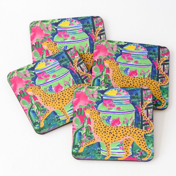 Item preview, Walking panther and green chinoiserie jar designed and sold by SophieClimaArt.
