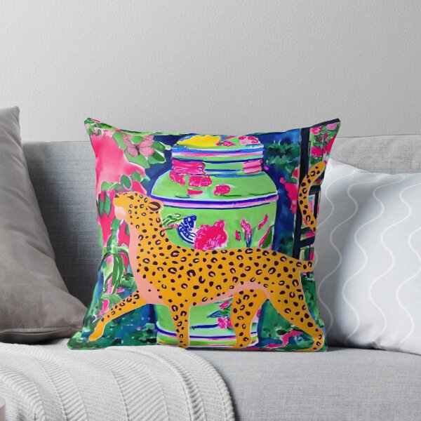 Item preview, Walking panther and green chinoiserie jar designed and sold by SophieClimaArt.
