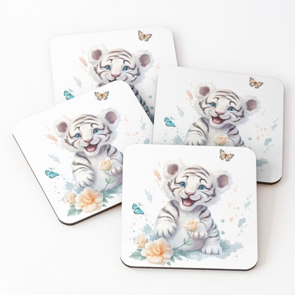 Item preview, Cute Baby White Tiger Watercolor  designed and sold by NaderArt ⭐️⭐️⭐️⭐️⭐️.