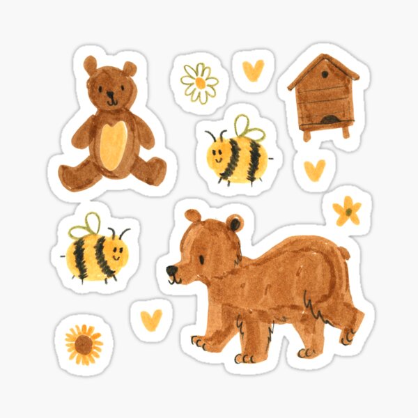 Honey Bear & Bee Pattern Sticker