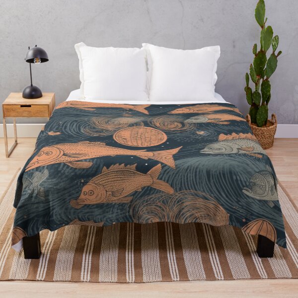Item preview, Swimming fish around the moon designed and sold by Lillypot-Prints.