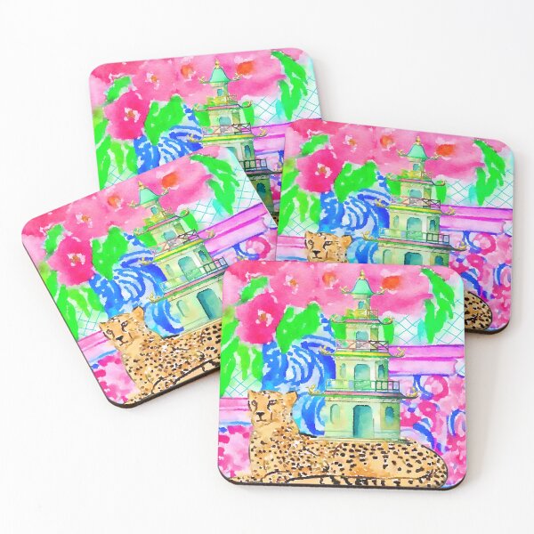 Item preview, Watercolor pagoda and cheetah designed and sold by SophieClimaArt.