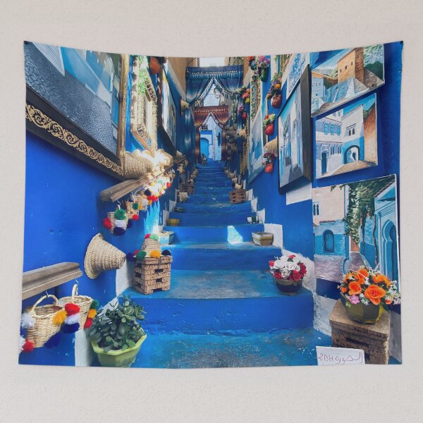 Item preview, Old medina of chefchaouen with blue painted streets  designed and sold by Donutlovers.