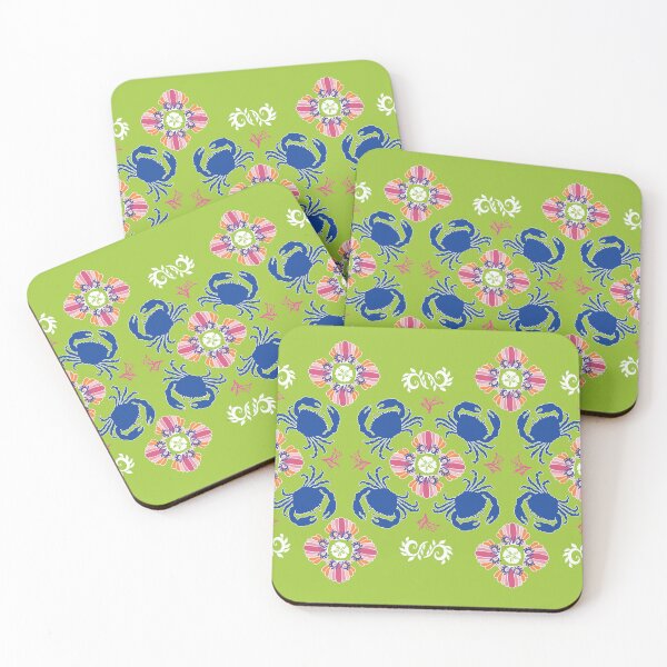 Item preview, Crab and Seashell Border with Lime designed and sold by creativebeeshop.