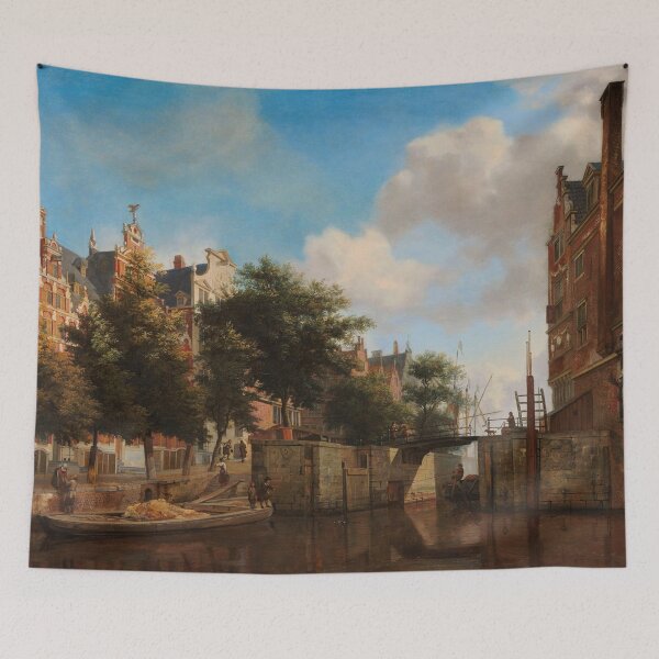 Item preview, Amsterdam City View with Houses on the Herengracht and the Old Haarlemmersluis | Jan van der Heyden | 1670 Cityscape Art designed and sold by CJET.
