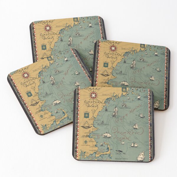 Item preview, Vintage New England Coast Map (1926) Old Northeastern US Nautical Atlas designed and sold by BravuraMedia.