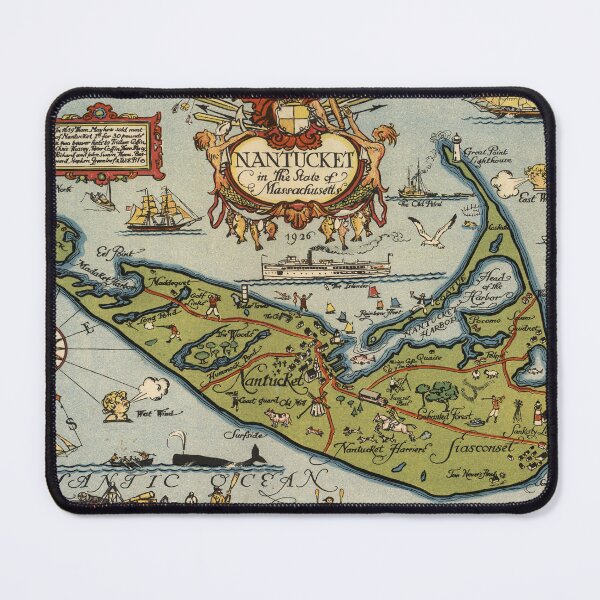 Item preview, Vintage Nantucket MA Map (1926) Old Cape Cod Massachusetts Island Atlas designed and sold by BravuraMedia.
