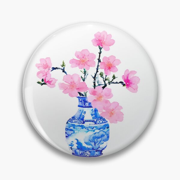 Item preview, Cherry blossom in blue and white chinoiserie jar designed and sold by SophieClimaArt.
