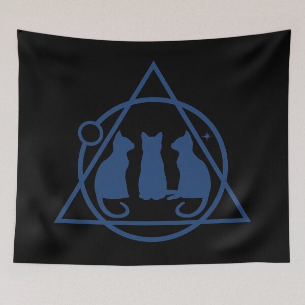 Item preview, Three Blue Shadow Cats Magic Circle Triangle designed and sold by Depic Spirit.