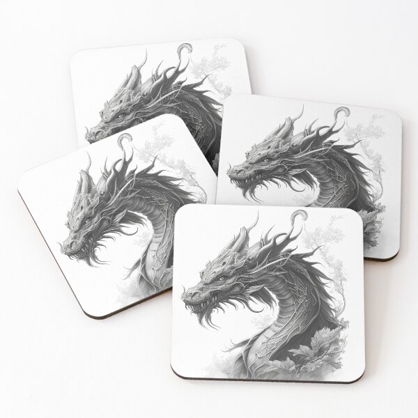 Artikelvorschau, Schwarz-weißer chinesischer Drache entworfen und verkauft von Pencil-Art.