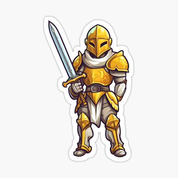 Item preview, Yellow Armored Knight Holding a Sword designed and sold by epically.