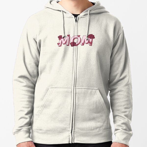 Mom with Roses and Hearts Zipped Hoodie