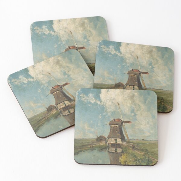 Item preview, Windmill Oil Painting, Riverside Print, Farmhouse Decor, Vintage Wall Art, Countryside Life, Printable Art designed and sold by CagriSen.