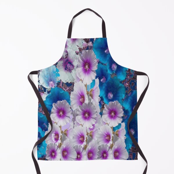 Item preview, BLUE-WHITE HOLLYHOCKS GARDEN ABSTRACT ART designed and sold by sharlesart.