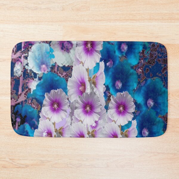 Item preview, BLUE-WHITE HOLLYHOCKS GARDEN ABSTRACT ART designed and sold by sharlesart.