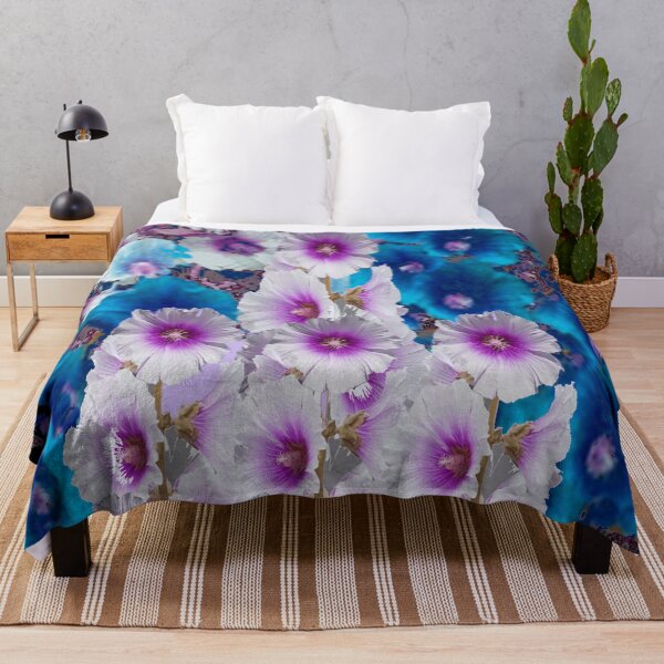 Item preview, BLUE-WHITE HOLLYHOCKS GARDEN ABSTRACT ART designed and sold by sharlesart.