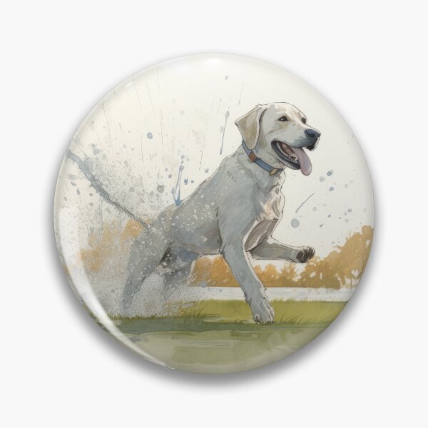 Artikelvorschau, Ein glücklicher weißer Labrador Retriever, der draußen spielt entworfen und verkauft von Good Candy.