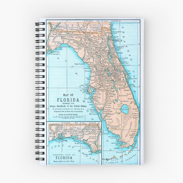 Item preview, Vintage Florida Map (1892) Old Aqua FL Antique Atlas designed and sold by BravuraMedia.